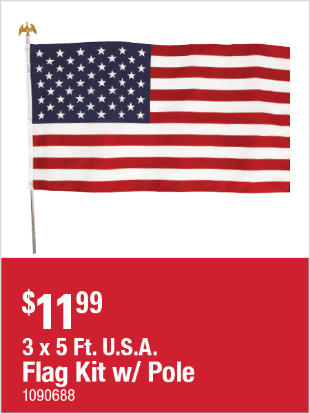 3x5 Ft. USA Flag Kit w/ Pole